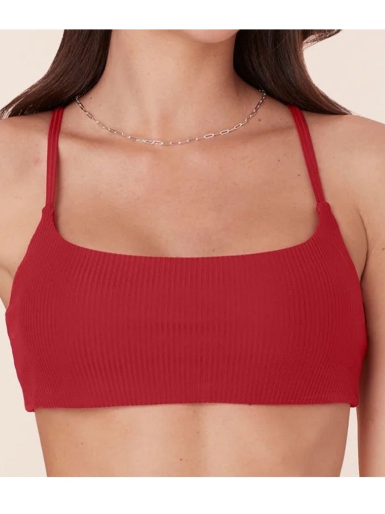 Nwt Andie The Maui Red Chili Ribbed Small Bikini Top Swimming Summer Camp Mindy